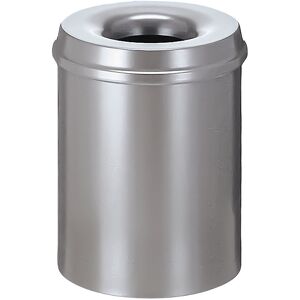 Sicherheits-Papierkorb, Stahl, selbstlöschend, Volumen 15 l, HxØ 360 x 255 mm, Korpus silber / Löschkopf silber kaiserkraft Sicherheits-Papierkorb, Stahl, selbstlöschend, Volumen 15 l, HxØ 360 x 255 mm, Korpus silber / Löschkopf silber kaiserkraft