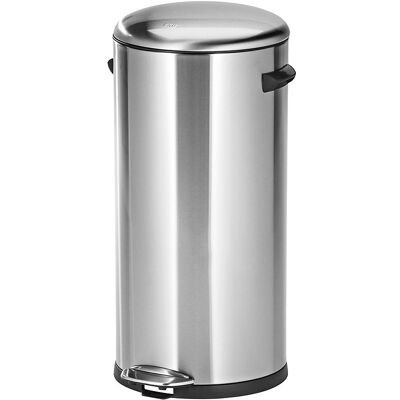 EKO Edelstahl-Treteimer, rund, Volumen 20 l, mit Pedal und Griffen EKO Edelstahl-Treteimer, rund, Volumen 20 l, mit Pedal und Griffen