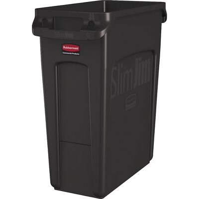 Rubbermaid Abfalleimer SLIM JIM®, Volumen 60 l, mit Lüftungskanälen, braun, ab 10 Stk Rubbermaid Abfalleimer SLIM JIM®, Volumen 60 l, mit Lüftungskanälen, braun, ab 10 Stk