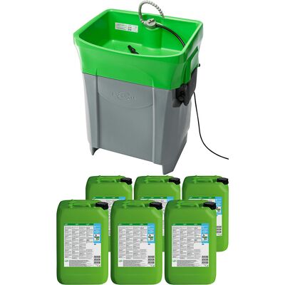 Bio-Circle Teilewaschgerät GT COMPACT, Set mit 6 x 20-l-Industriereiniger, Arbeits-BxT 700 x 480 mm Bio-Circle Teilewaschgerät GT COMPACT, Set mit 6 x 20-l-Industriereiniger, Arbeits-BxT 700 x 480 mm