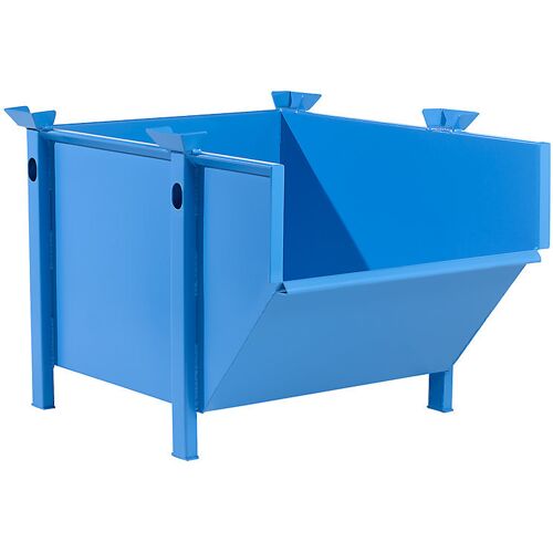 eurokraft pro Stahlblechbehälter, Volumen 0,5 m³, ohne klappbare Schüttklappe, lichtblau