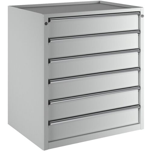 ANKE Schubladenschrank, BxT 910 x 675 mm, Schubladentraglast 200 kg, 6 Schubladen, Höhe 980 mm, Front lichtgrau