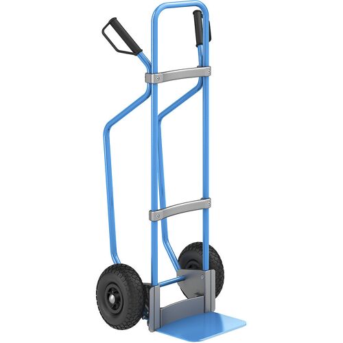 eurokraft pro Sackkarre mit Kufen, blau, Schaufel-BxT 280 x 250 mm, blau, Luftbereifung
