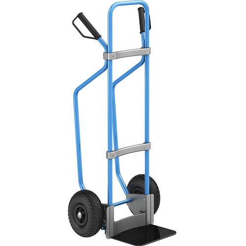 eurokraft pro Sackkarre mit Kufen, blau, Schaufel-BxT 280 x 250 mm, schwarz, Luftbereifung, ab 2 Stk