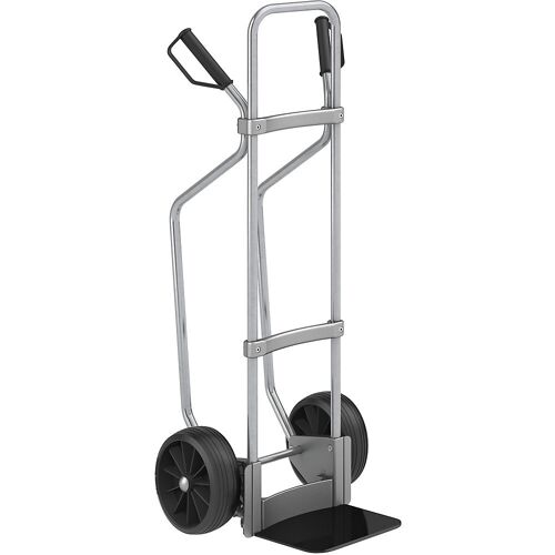 eurokraft pro Sackkarre mit Kufen, verzinkt, Schaufel-BxT 280 x 250 mm, schwarz, Vollgummibereifung, ab 2 Stk