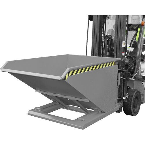 eurokraft pro Kippbehälter, extrem niedrige Bauhöhe, ohne Fahrwerk, Volumen 1,0 m³, mausgrau