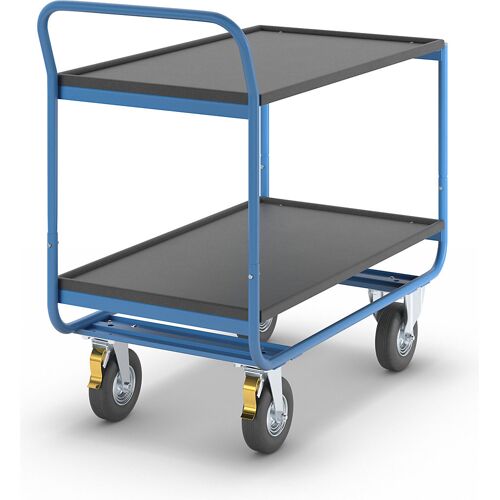 eurokraft pro Tischwagen, Tragfähigkeit 150 kg, 2 Ladeflächen mit Abrollrand, Luftbereifung