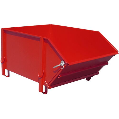eurokraft pro Stahlblechbehälter, Volumen 1 m³, mit klappbarer Schüttklappe, feuerrot