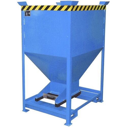 eurokraft pro Silobehälter, Trichterform, stationär mit Einfahrtaschen, Volumen 0,6 m³, lichtblau