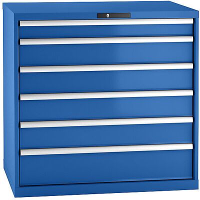 LISTA Stahl-Schubladenschrank - 6 Schubladen, Blau Genciana, 1000x1023mm LISTA Stahl-Schubladenschrank - 6 Schubladen, Blau Genciana, 1000x1023mm