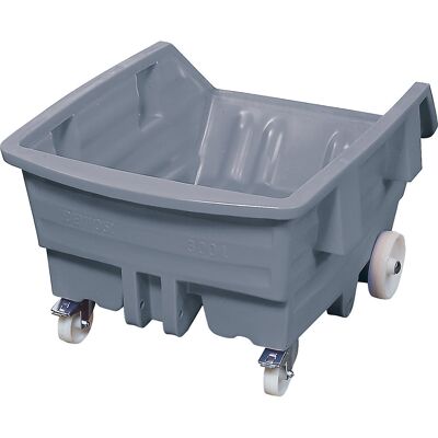 Kippbehälter aus Polyethylen, mit Rollen, Volumen 1 m³, grau kaiserkraft Kippbehälter aus Polyethylen, mit Rollen, Volumen 1 m³, grau kaiserkraft