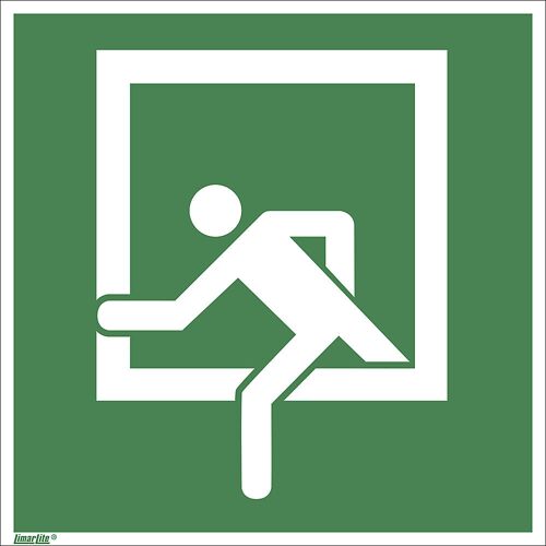 Rettungszeichen, Notausstieg, VE 10 Stk, Kunststoff, 200 x 200 mm kaiserkraft