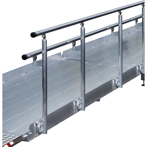 kaiserkraft Geländer für Treppenrampe, 2 Handläufe, für Länge 3500 mm, 4 Pfosten