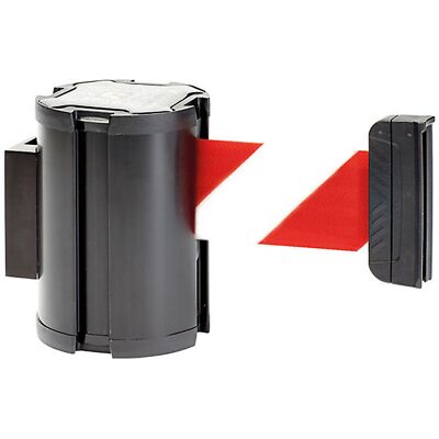Gurtbandkassette, Bandauszug max. 3000 mm, Kassette schwarz, Band rot / weiß kaiserkraft Gurtbandkassette, Bandauszug max. 3000 mm, Kassette schwarz, Band rot / weiß kaiserkraft