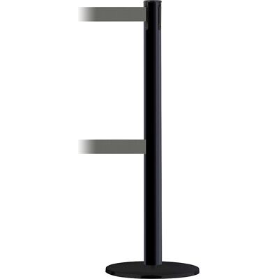 Tensator Gurtabsperrpfosten Advance Dualline, Bandauszug 2300 mm, Pfosten schwarz, Gurt grau Tensator Gurtabsperrpfosten Advance Dualline, Bandauszug 2300 mm, Pfosten schwarz, Gurt grau