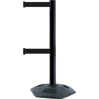 Gurtabsperrpfosten Heavy Duty Dualline, Bandauszug 2300 mm, VE 2 Stk, Pfosten schwarz, Gurt schwarz kaiserkraft Gurtabsperrpfosten Heavy Duty Dualline, Bandauszug 2300 mm, VE 2 Stk, Pfosten schwarz, Gurt schwarz kaiserkraft