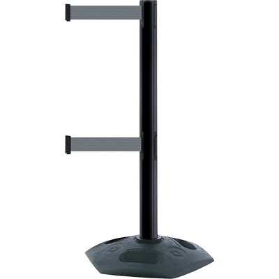 Gurtabsperrpfosten Heavy Duty Dualline, Bandauszug 2300 mm, VE 2 Stk, Pfosten schwarz, Gurt grau kaiserkraft Gurtabsperrpfosten Heavy Duty Dualline, Bandauszug 2300 mm, VE 2 Stk, Pfosten schwarz, Gurt grau kaiserkraft