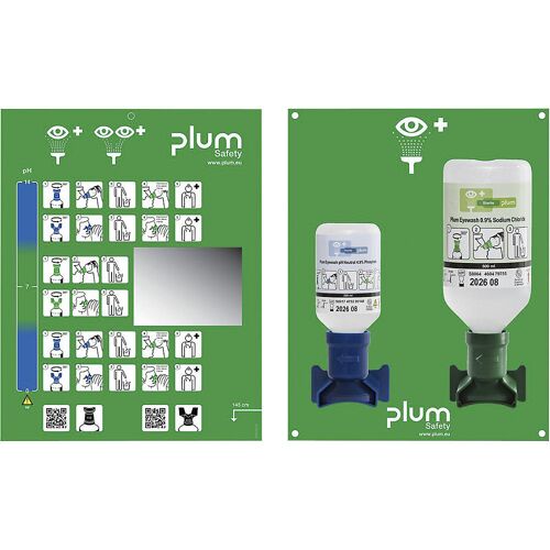 Augen-Notfallstation mit Spülflaschen, mit 1 x 200 ml pH-neutral, 1 x 500 ml 0,9 % NaCl, Wandhalterung kaiserkraft