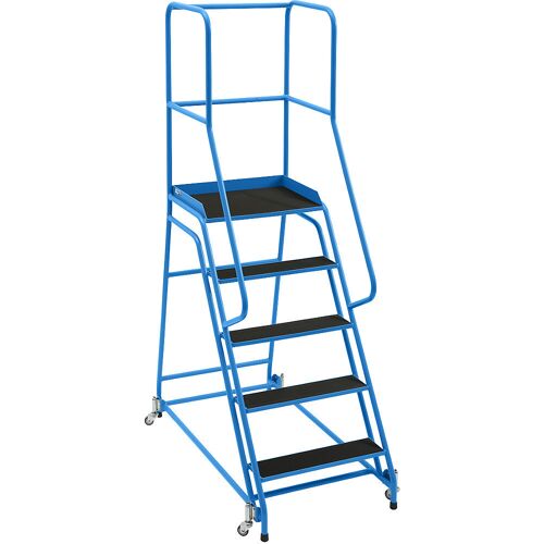 eurokraft pro Podestleiter, mobil, Plattform und Stufen mit Riefengummi, mit 5 Stufen
