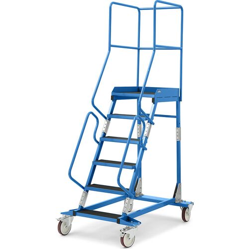 eurokraft pro Mobile Podestleiter, Riefengummi-Stufeneinlage, 6 Stufen