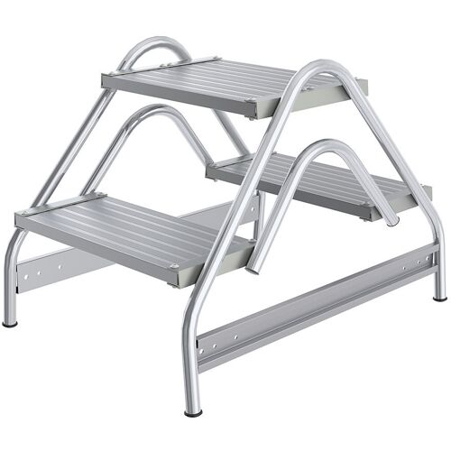 MUNK Aluminium-Arbeitspodest, Stufen aus geriffeltem Aluminium, beidseitig begehbar, 2 Stufen