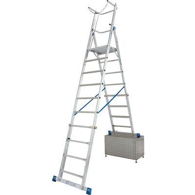KRAUSE Verstellbare Teleskopleiter - 8-10 Sprossen - Aluminium, Hellblau - Anlegeleiter KRAUSE Verstellbare Teleskopleiter - 8-10 Sprossen - Aluminium, Hellblau - Anlegeleiter