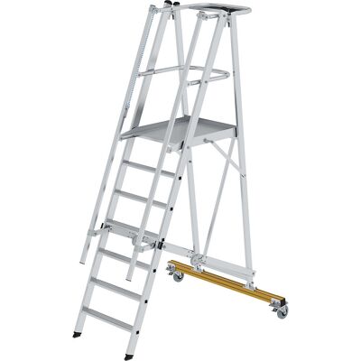 MUNK Aluminium Mobile Plattformleiter - 3-seitig Geländer, 7 Stufen MUNK Aluminium Mobile Plattformleiter - 3-seitig Geländer, 7 Stufen