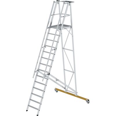 MUNK Aluminium Mobiltreppe - 14 Stufen, 3-seitiger Geländer MUNK Aluminium Mobiltreppe - 14 Stufen, 3-seitiger Geländer