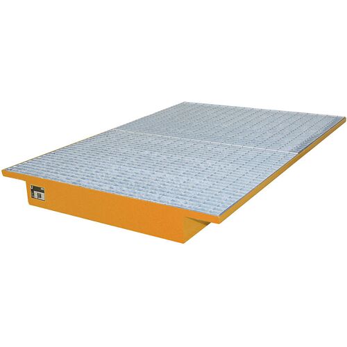 eurokraft pro Regal-Einhängewanne, mit verzinktem Gitterrost, LxB 1750 x 1250 / 915 mm, orange lackiert