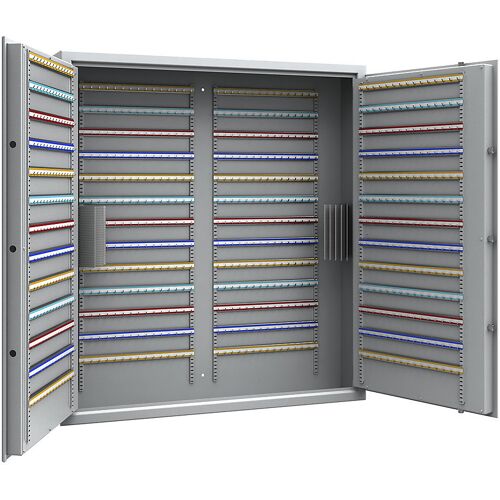 Schlüsseltresor, lichtgrau, Hakenleisten verstellbar, 780 Haken, HxBxT 1300 x 1200 x 200 mm kaiserkraft