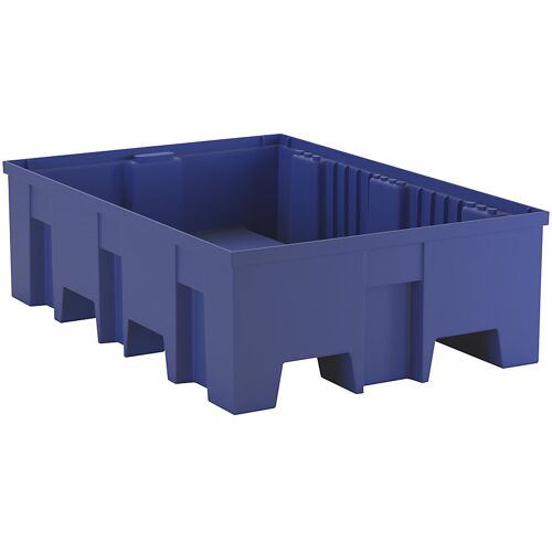 PE-Auffangwanne für 2 Fässer à 200 Liter, unterfahrbar, Höhe 350 mm, ohne Gitterrost kaiserkraft