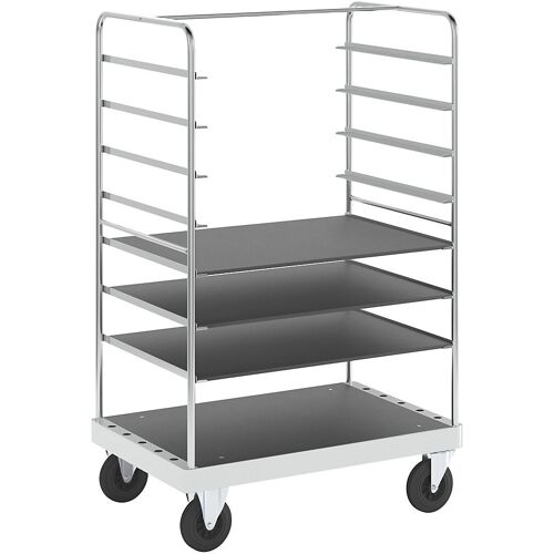 Kongamek Multi-Etagenwagen, verzinkt, LxBxH 1200 x 800 x 1900 mm, 3 Böden, 2 Lenk- und 2 Bockrollen