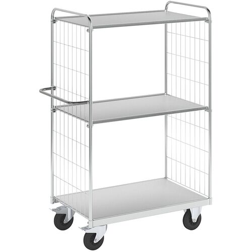 Kongamek Flexibler Etagenwagen, mit 3 Böden, Länge 1190 mm, Lenkrollen mit Stopp, ab 5 Stk