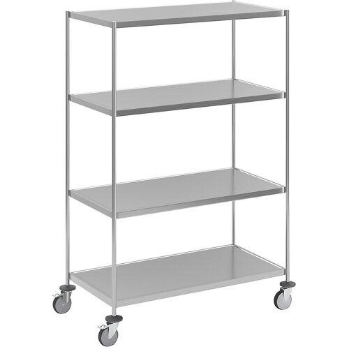 Kongamek Edelstahl-Etagenwagen, verschweißt, LxBxH 1075 x 575 x 1650 mm, 4 Etagen