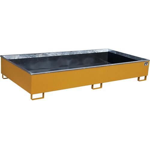 eurokraft pro Regal-Bodenwanne mit PE-Einsatz, 1000 l Auffangvolumen, LxBxH 2665 x 1315 x 440 mm, orange, ab 3 Stk