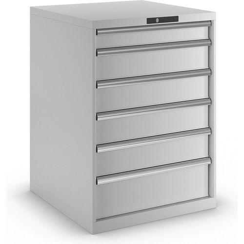 LISTA Schubladenschrank, Stahlblech, HxB 1000 x 717 mm, 6 Schubladen, lichtgrau