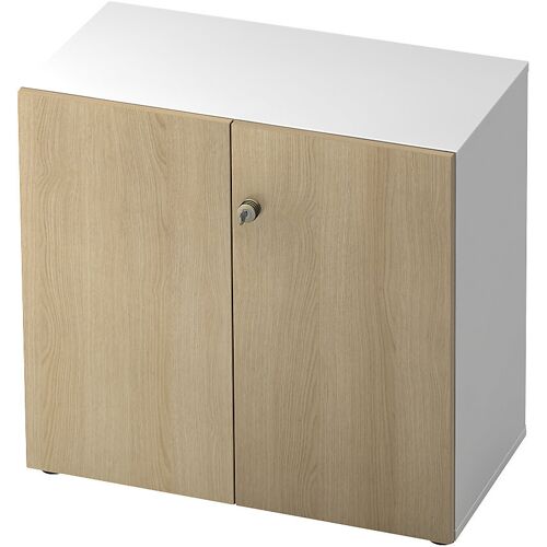 eurokraft pro Aktenschrank, Flügeltüren, 1 Fachboden, weiß / Eiche