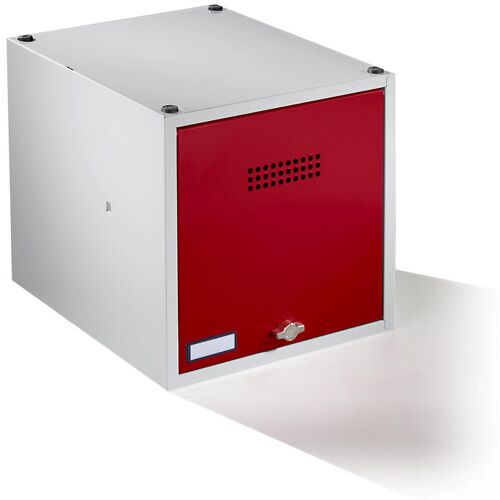 Wolf Einzelschließfach Köln, erweiterbar, HxBxT 400 x 400 x 500 mm, für Vorhängeschloss, Tür feuerrot