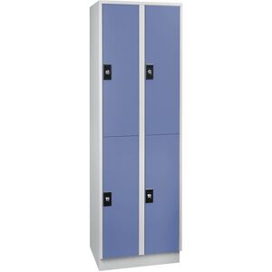 Wolf Doppelstock-Spind Stuttgart, 2 Abteile, B 600 mm, lichtgrau / taubenblau Wolf Doppelstock-Spind Stuttgart, 2 Abteile, B 600 mm, lichtgrau / taubenblau