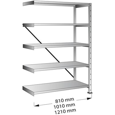Industrie- und Lagersteckregal, H 1920 mm, Bodenbreite 1200 mm, 5 Böden, Tiefe 200 mm, Anbauregal kaiserkraft Industrie- und Lagersteckregal, H 1920 mm, Bodenbreite 1200 mm, 5 Böden, Tiefe 200 mm, Anbauregal kaiserkraft