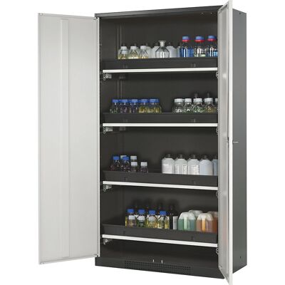 asecos Labor-Chemikalienschrank, 2-türig, hoch, 4 Auszüge, ohne Sichtfenster, grau asecos Labor-Chemikalienschrank, 2-türig, hoch, 4 Auszüge, ohne Sichtfenster, grau