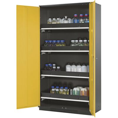 asecos Labor-Chemikalienschrank, 2-türig, hoch, 4 Auszüge, ohne Sichtfenster, gelb asecos Labor-Chemikalienschrank, 2-türig, hoch, 4 Auszüge, ohne Sichtfenster, gelb