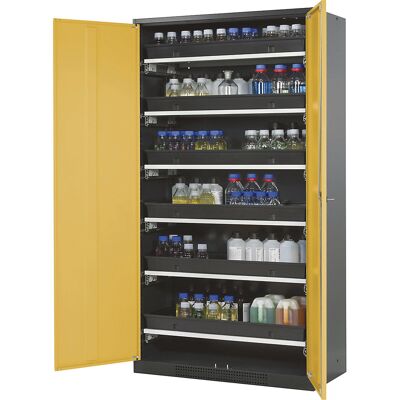 asecos Labor-Chemikalienschrank, 2-türig, hoch, 6 Auszüge, ohne Sichtfenster, gelb asecos Labor-Chemikalienschrank, 2-türig, hoch, 6 Auszüge, ohne Sichtfenster, gelb