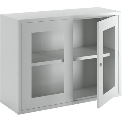 Pavoy Hängeschrank, Höhe 600 mm, mit Sichtfenstertür/en, Breite 800 mm, glatte Rückwand, grau Pavoy Hängeschrank, Höhe 600 mm, mit Sichtfenstertür/en, Breite 800 mm, glatte Rückwand, grau