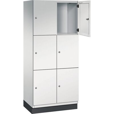 C+P 3er-Schließfachschrank Cambio, 2 Abteile, lichtgrau, Stahlblech-Tür, B 800 mm, 6 Fächer C+P 3er-Schließfachschrank Cambio, 2 Abteile, lichtgrau, Stahlblech-Tür, B 800 mm, 6 Fächer