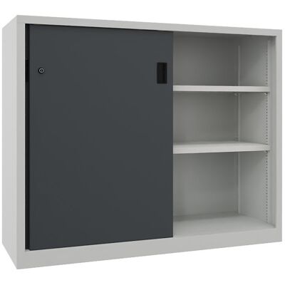 Pavoy Schwerlast-Schiebetürenschrank, Höhe 1200 mm, Vollblechtüren, BxT 1500 x 500 mm, mit Trennwand und 2 x 2 Fachböden, Tür anthrazit Pavoy Schwerlast-Schiebetürenschrank, Höhe 1200 mm, Vollblechtüren, BxT 1500 x 500 mm, mit Trennwand und 2 x 2 Fachböden, Tür anthrazit