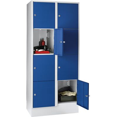 Wolf Staubschrank - 8 Fächer, Stahl, Schloss, 400mm, Hellgrau & Blau Wolf Staubschrank - 8 Fächer, Stahl, Schloss, 400mm, Hellgrau & Blau