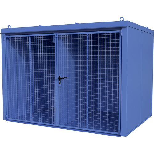 eurokraft pro Gasflaschencontainer mit Trennwand, feuerbeständig, für 96 Flaschen mit Ø 230 mm, blau