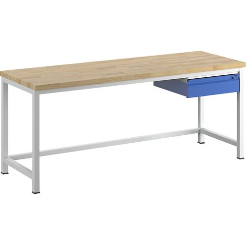 RAU Werkbank, Gestellbauweise, 1 Schublade Größe L, 1 Querstrebe, Tiefe 700 mm, Breite 2000 mm