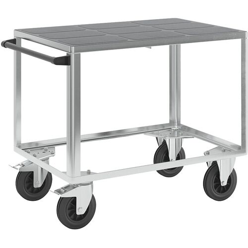 eurokraft pro Montagewagen, Tragfähigkeit 500 kg, 1 Ladefläche aus Kunststoff, Ladefläche 1050 x 700 mm, Gestell verzinkt